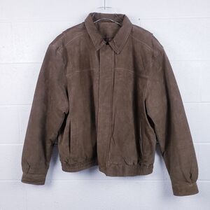 Knightsbridge Outerwear Brown Suede Leather Bomber Jacket Men's Size Extra Large